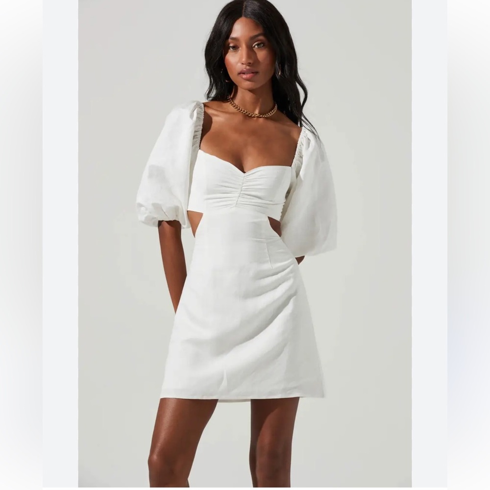Astr The Label Heather Cutout Linen Blend Dress